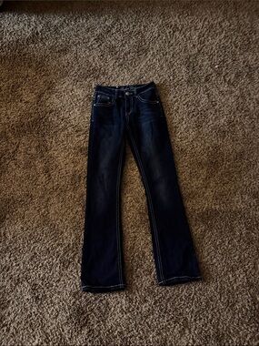 Kids Dark Blue Bootcut Jeans with Contrast Stitching